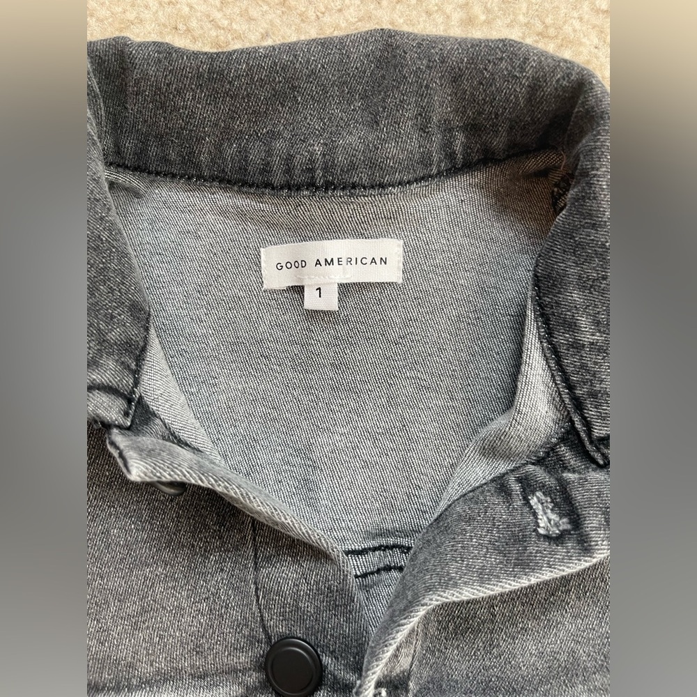 Good American Washed Black Denim Bodysuit Jacket - Picture 4 of 4